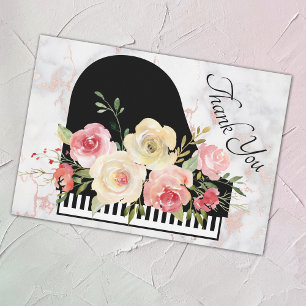 Carte De Remerciements bouquet de remerciement décor piano