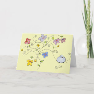 Carte De Remerciements Bouquet d'oiseaux bleus