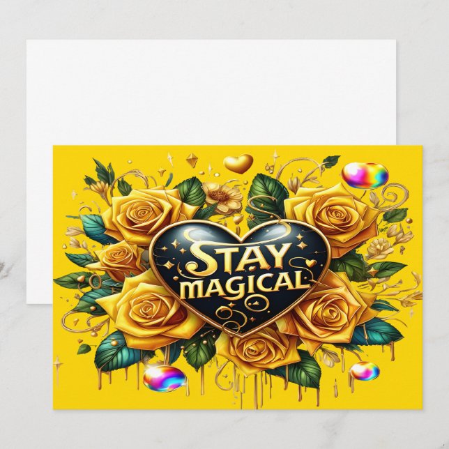 Carte De Remerciements Bouquet enchanteur de Roses d'or et de coeur (Devant / Derrière)
