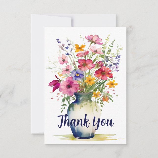 Carte De Remerciements Bouquet Fleur sauvage aquarelle personnalisé (Devant)