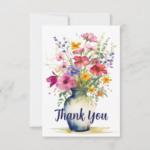 Carte De Remerciements Bouquet Fleur sauvage aquarelle personnalisé