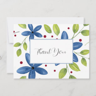 Carte De Remerciements Bouquet floral d'Indigo Watercolor