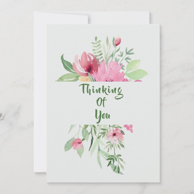 Carte De Remerciements Bouquet Floral "Penser À Toi" (Devant)