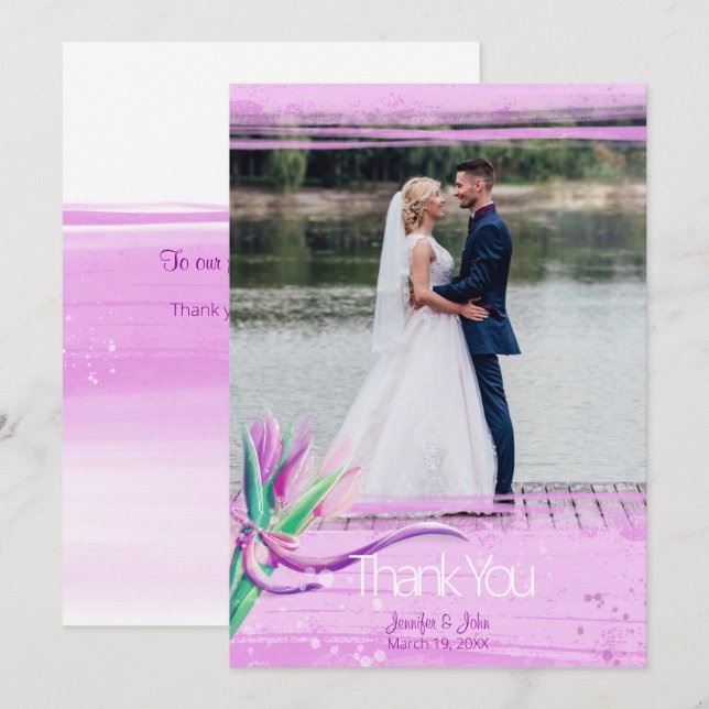 Carte De Remerciements Bouquet mariage de tulipes (Devant / Derrière)