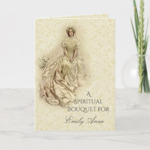 Carte De Remerciements Bouquet spirituel de dentelle pour la fête de fian