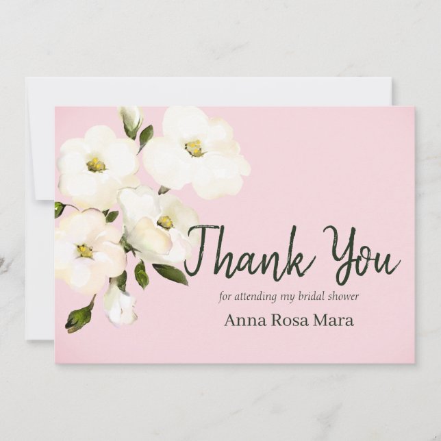 Carte De Remerciements *Bourgeons de rose de plage blanc floral pour une  (Devant)