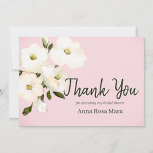 Carte De Remerciements *Bourgeons de rose de plage blanc floral ~ Shower 