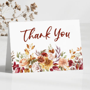 Carte De Remerciements Bourgogne Burnt Orange Floral Flowers Mariage