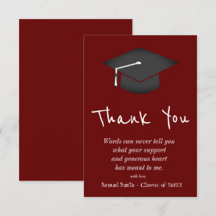 Carte De Remerciements Bourgogne Casquette d'écriture manuscrite et diplô