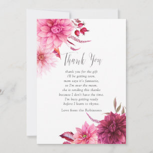 Carte De Remerciements Bourgogne et rousse Automne Baby shower d'automne 