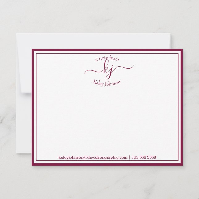 Carte De Remerciements Bourgogne personnalisée | À Partir Du Bureau De La (Devant)