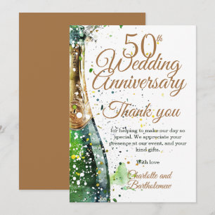 Carte De Remerciements Bouteille de la fête du 50e anniversaire