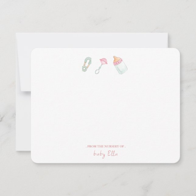 Carte De Remerciements Bouteille pour bébé et hochet de la crèche apparte (Devant)