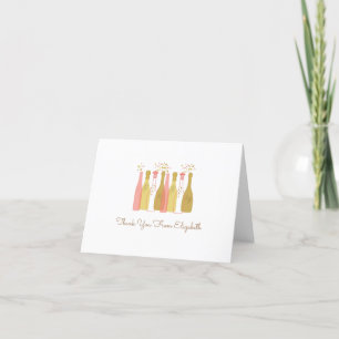 Carte De Remerciements Bouteilles de Champagne Retro Style Glam Retro ann