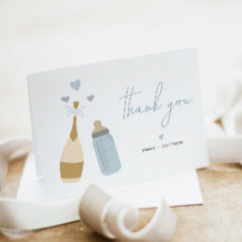 Carte De Remerciements Bouteilles de l'ANDI Dusty Blue Poppin' Boy Baby s
