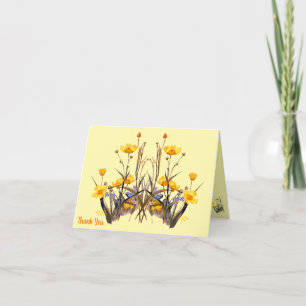 Carte De Remerciements Bouteilles Jaunes Fleurs sauvages Vintage Artwork
