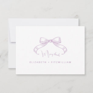 Carte De Remerciements Bow à croquis romantique   Mariage Lilac