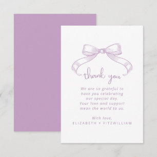 Carte De Remerciements Bow à croquis romantique   Mariage Lilac