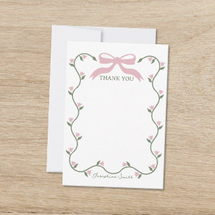 Carte De Remerciements Bow avec Baby shower de vigne à fleurs