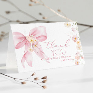Carte de remerciements Bow rose Fleur sauvage