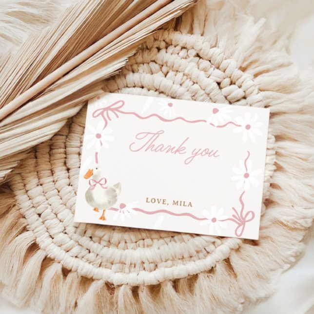 Carte De Remerciements Bow rose sot oie Coquette Anniversaire (Créateur téléchargé)