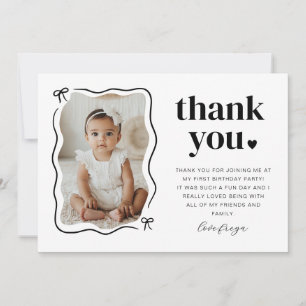 Carte De Remerciements Bow Wavy Border Photo Anniversaire