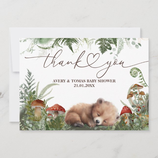 Carte De Remerciements Boy Adventure Woodland Green (Devant)
