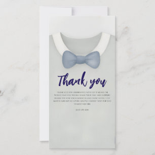 Carte De Remerciements Boy baby shower autum chute bleu burlap bodysuit