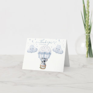 Carte De Remerciements Boy Koala Blue Hot Air Balloon Floral Aquarelle