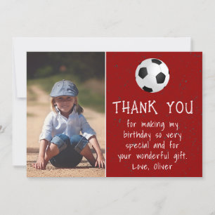 Carte De Remerciements Boy Photo Soccer Ball Anniversaire de l'enfant