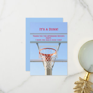 Carte De Remerciements Boys Anniversaire Party Blue Sky Basketball Hoop