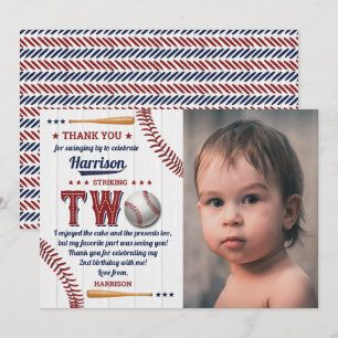 Carte De Remerciements Boys Baseball 2e anniversaire Photo