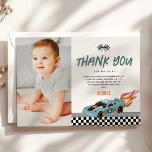 Carte De Remerciements Boys Two Fast Photo Racing Car 2e anniversaire