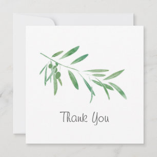 Carte De Remerciements Branche d'olive aquarelle