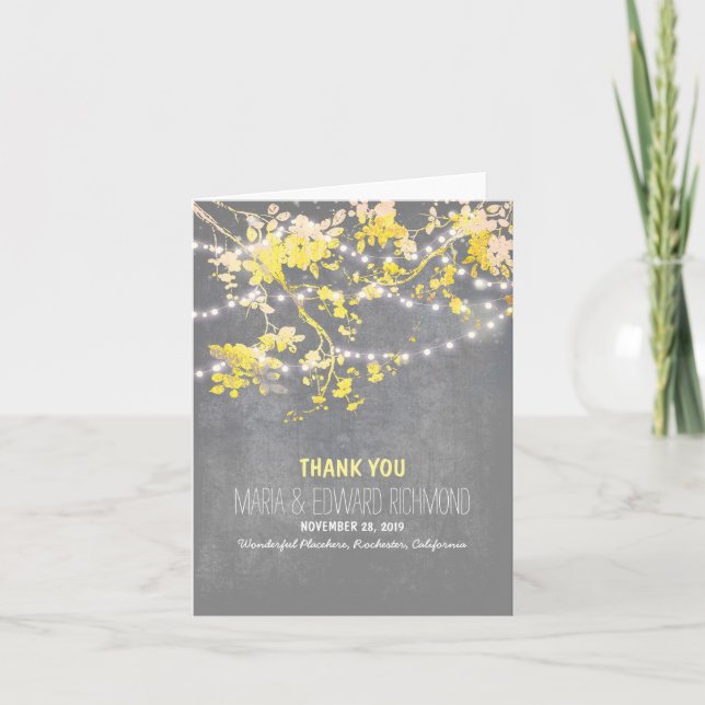 Carte De Remerciements Branchements de guirlande lumineuse romantiques me (Devant)