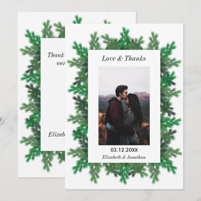 Carte De Remerciements Branches de l'arbre d'hiver Mariage photo (Devant / Derrière)