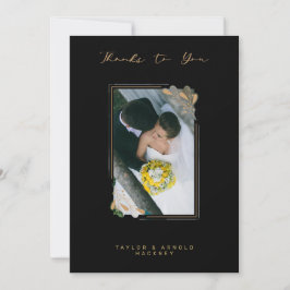 Carte De Remerciements Branches dorées fausses de luxe Calligraphie fanta