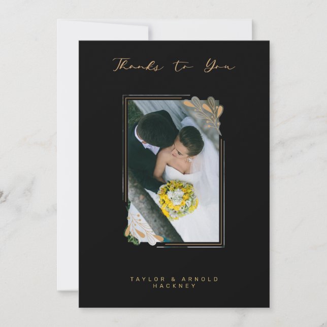 Carte De Remerciements Branches dorées fausses de luxe Calligraphie fanta (Devant)