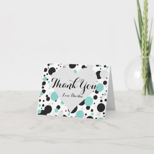 Carte De Remerciements BRIDE & Bridesmaid Argent & Polka bleu Turquoise p