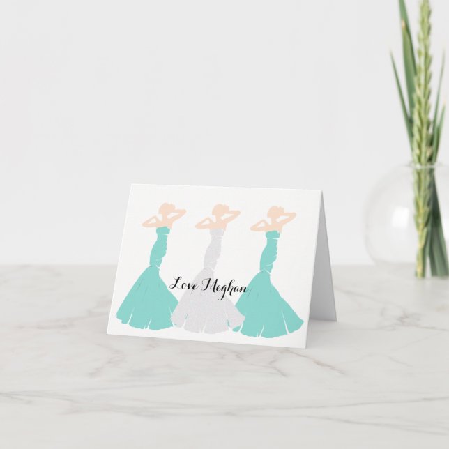 Carte De Remerciements BRIDE & Co Bridesmaitres Mariage Turquoise Bridal  (Devant)