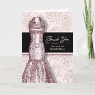 Carte De Remerciements Bridesmaid Blush Pink Wedding