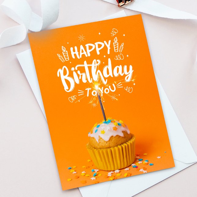 Carte De Remerciements Bright С upcake Happy Birthday Greeting Card (Créateur téléchargé)