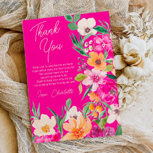 Carte De Remerciements Bright bold fleurs sauvages script douche de marié