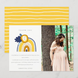 Carte De Remerciements Bright Navy Flora Jaune Rainbow Photo Baby shower