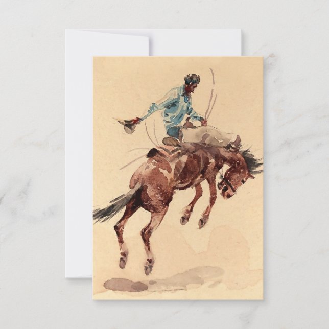 Carte De Remerciements Bronc Rider 2 by Edward Borein (Devant)