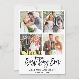 Carte De Remerciements Brosse Script Meilleur Jour Jamais Mariage 4 Photo