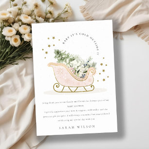 Carte De Remerciements Brouillard hiver Dormir son froid Baby shower exté