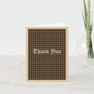 Carte De Remerciements Brown Houndstooth Joli Motif de messieurs