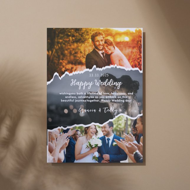 Carte De Remerciements Brown Illustative Happy Wedding Thank You Card (Créateur téléchargé)