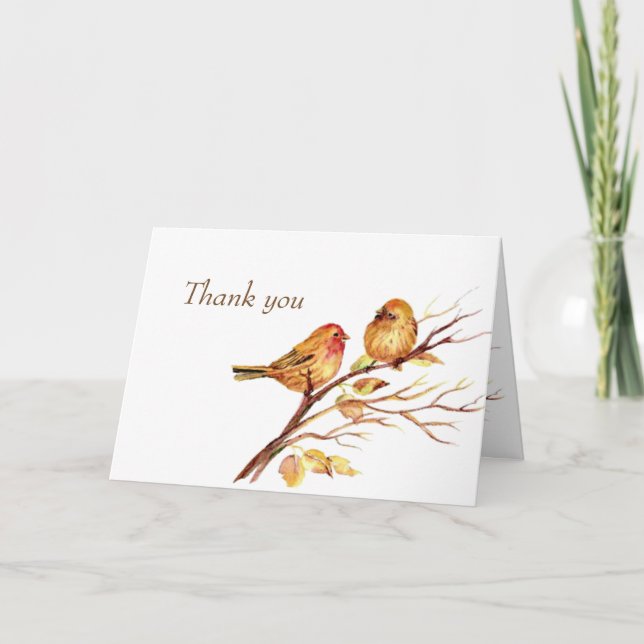 Carte De Remerciements Bruants chanteurs à l'aquarelle Oiseaux bruns Merc (Devant)